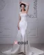 Charmeuse Applique Ruffles One Shoulder Cathedral Train Sheath Wedding Dresses