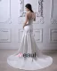 Charmeuse Applique Ruffles One Shoulder Cathedral Train Sheath Wedding Dresses