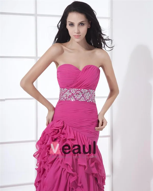 Charmeuse Chiffon Perle Drapere Kjaereste Gulv Lengde Cocktail Kjoler Festkjoler