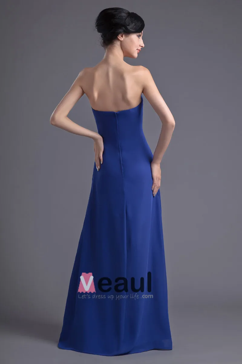 Mote Chiffon Plissert Kjaereste Gulv Lengde Brudepikekjoler