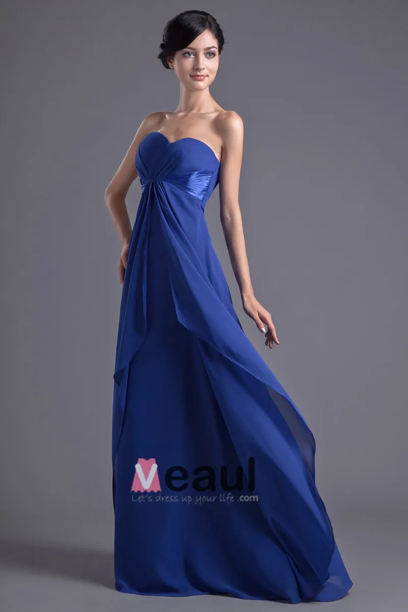 Mote Chiffon Plissert Kjaereste Gulv Lengde Brudepikekjoler