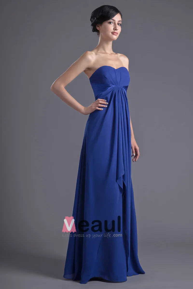 Mote Chiffon Plissert Kjaereste Gulv Lengde Brudepikekjoler