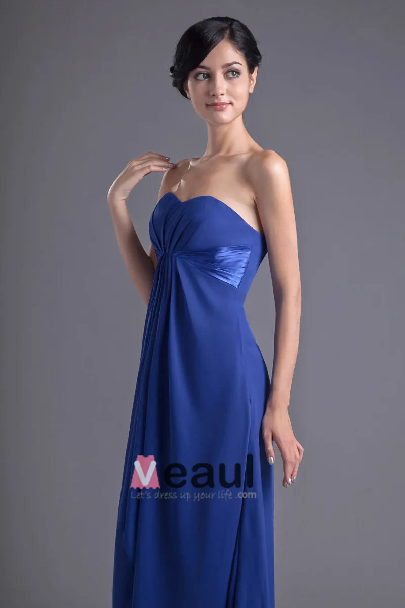 Mote Chiffon Plissert Kjaereste Gulv Lengde Brudepikekjoler