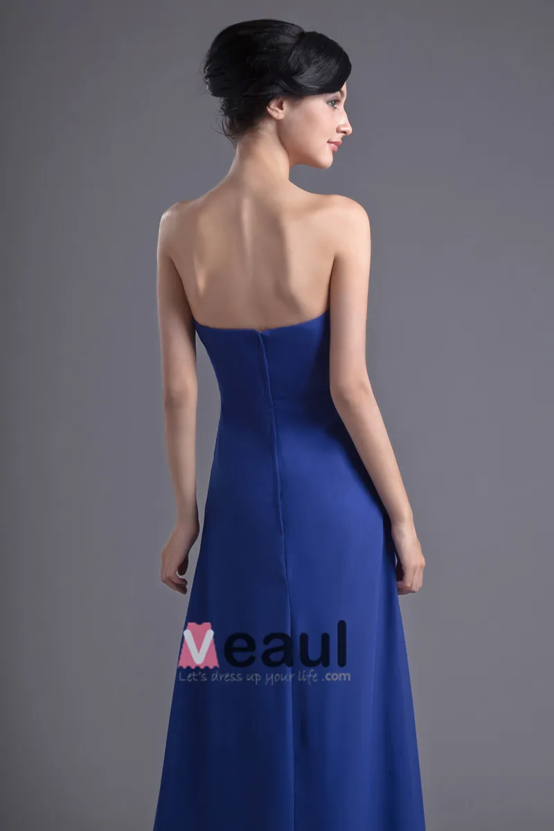 Mote Chiffon Plissert Kjaereste Gulv Lengde Brudepikekjoler