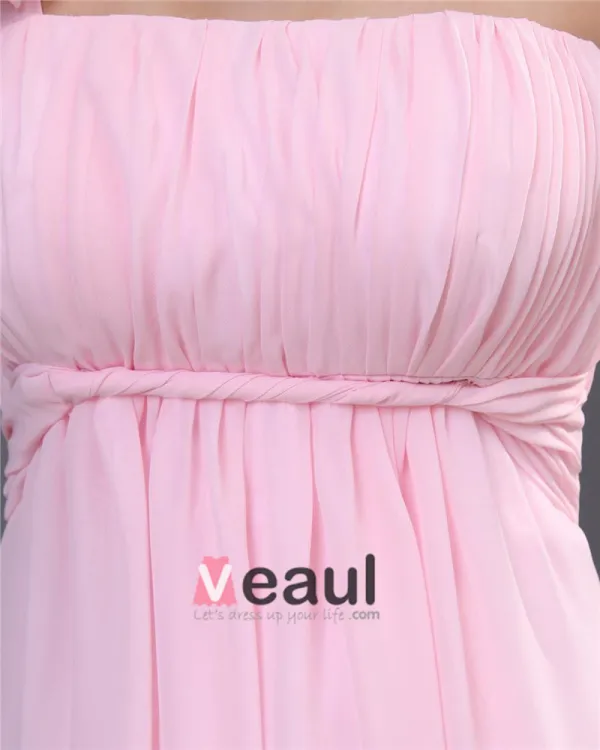 Un Etage Ruffle Robes De Demoiselle D'honneur De Longueur De Mousseline Epaule