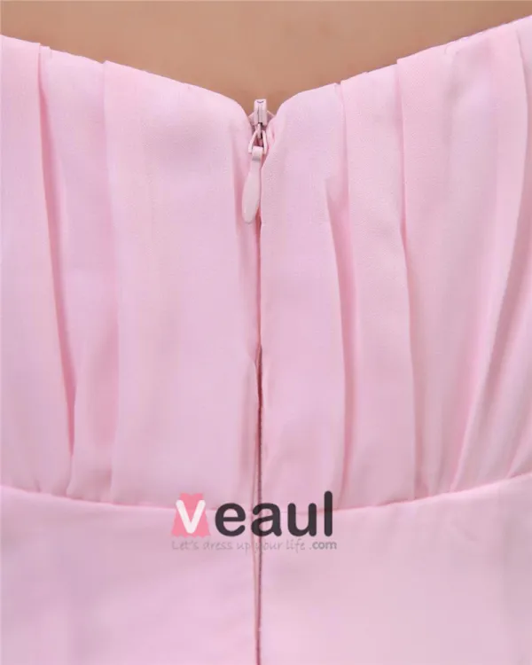 Un Etage Ruffle Robes De Demoiselle D'honneur De Longueur De Mousseline Epaule
