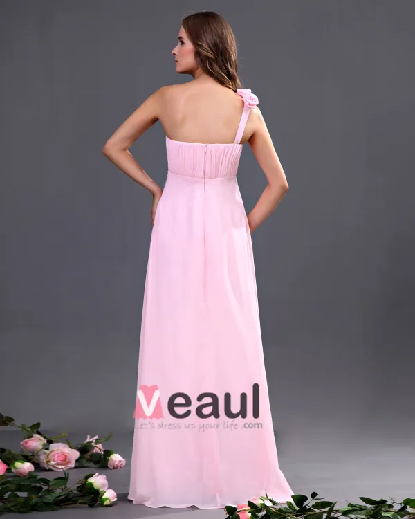 Un Etage Ruffle Robes De Demoiselle D'honneur De Longueur De Mousseline Epaule