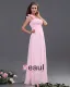 Un Etage Ruffle Robes De Demoiselle D'honneur De Longueur De Mousseline Epaule