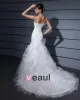 Yarn Ruffles V Neck Court Mermaid Bridal Gown Wedding Dress