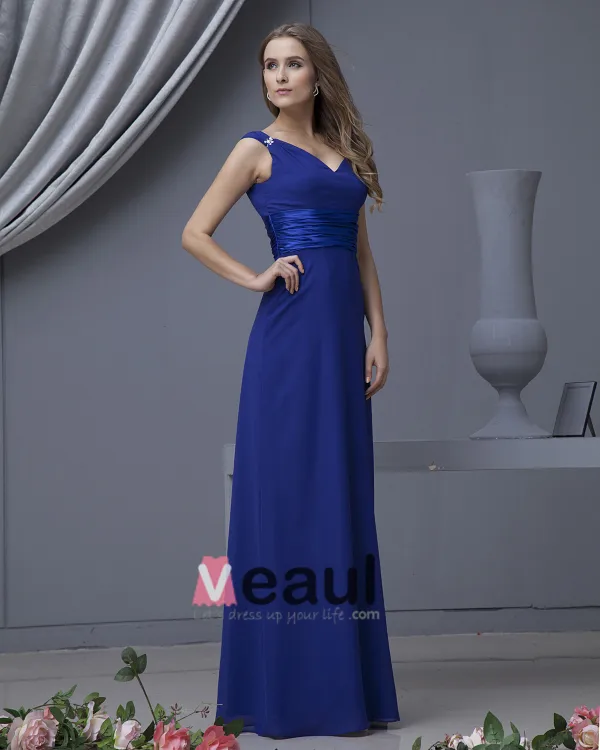 Designer Chiffon V Hals Gulv Lengde Brudepikekjoler