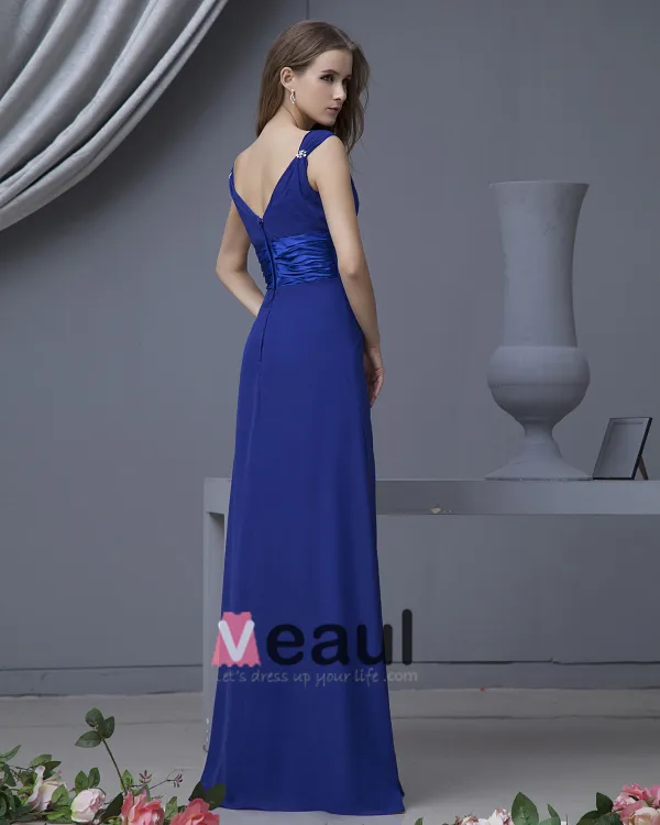Designer Chiffon V Hals Gulv Lengde Brudepikekjoler