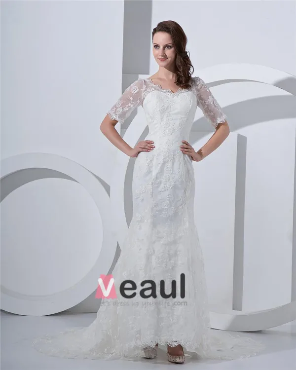 Off-the-shoulder Satin Lace Court Mermaid Bridal Gown Wedding Dress