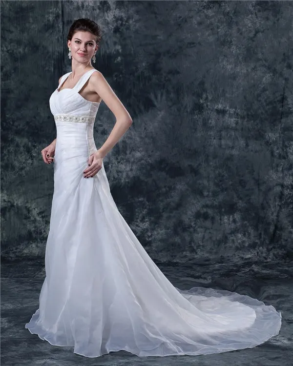 Peachy Sweetheart Empire Corset Wedding Dress with Tiered Tulle Low Back  #E8924 