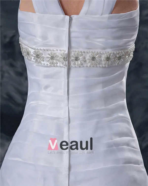 Tulle Beading Shoulder Straps Sweep Empire Bridal Gown Wedding Dress