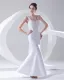 Shoulder Straps Sleeveless Single Breasted Applique Belt Bowknot Floor Length Lace Satin Woman Mermaid Wedding Dress