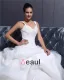 Shoulder Straps Pleated Beading Organza Chapel Train Mermaid Wedding Dress