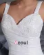 Shoulder Straps Pleated Beading Organza Chapel Train Mermaid Wedding Dress