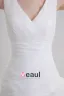 Organza Flower V Neck Court Train Tiered Wedding Dress