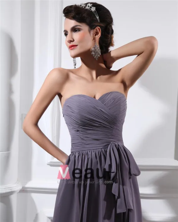 Chiffon Sweetheart Sash Rygglose Gulv Lengde Brudepikekjoler