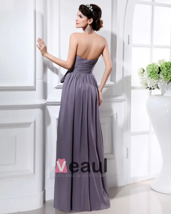 Chiffon Sweetheart Sash Rygglose Gulv Lengde Brudepikekjoler