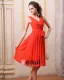 Chiffon V Neck Sleeveless Bowtie Sash Knee Length Bridesmaid Dresses