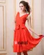 Chiffon V Neck Sleeveless Bowtie Sash Knee Length Bridesmaid Dresses