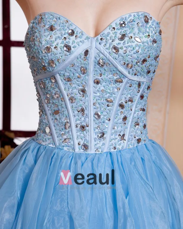 Organza Kjaereste Krusning Beaded Lar Lengde Kjendis Kjoler Festkjoler