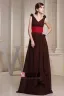 Chiffon Charmeuse Silk Pleated V Neck Sleeveless Floor Length Bridesmaid Dress