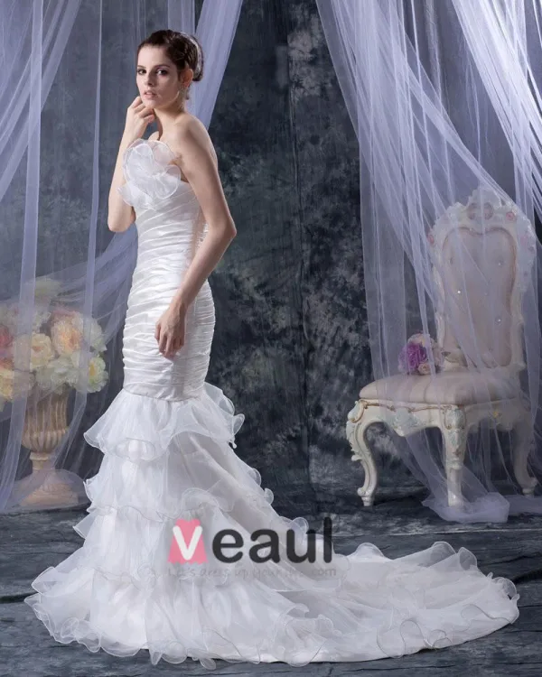 Organza Bez Ramiaczek Zroszony Wzburzyc Sad Suknia Ślubna Suknie Ślubne Syrena