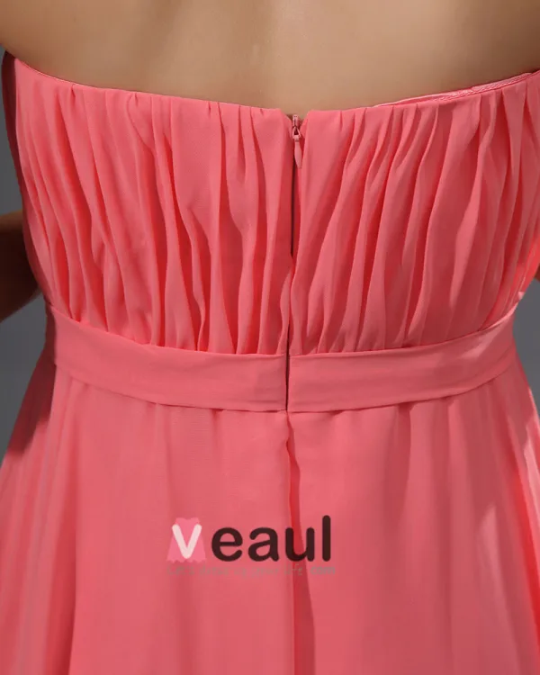 Graceful Strapless Ruffles Chiffon Floor Length Bridesmaid Dresses