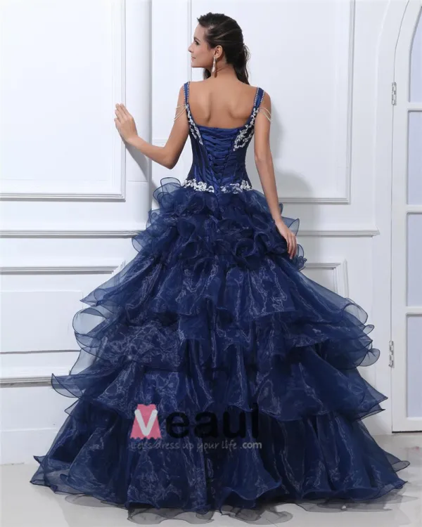Organza Taft Rufsar Applique V Hals Golv Langd Balklänningar