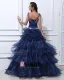 Organza Taft Rufsar Applique V Hals Golv Langd Balklänningar