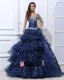 Organza Taft Rufsar Applique V Hals Golv Langd Balklänningar