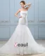 Ruffle Handmade Flower Belt Sweetheart Satin Tulle Mermaid Wedding Dress