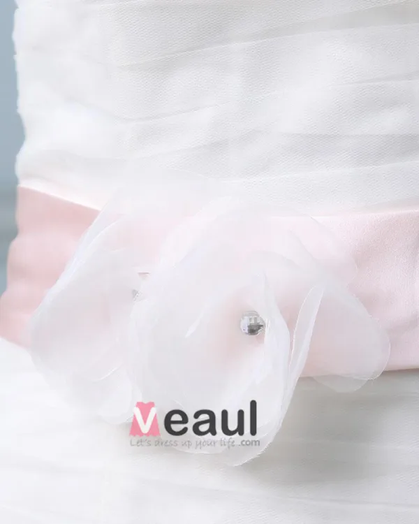 Ruffle Handmade Flower Belt Sweetheart Satin Tulle Mermaid Wedding Dress