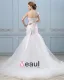 Ruffle Handmade Flower Belt Sweetheart Satin Tulle Mermaid Wedding Dress