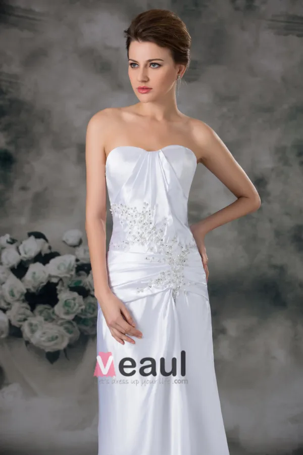 Charmeuse Paillettes Sweetheart Les Trains Tribunal Robe De Mariée Fourreau