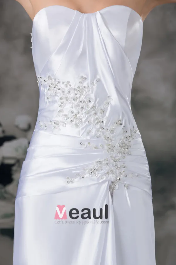Charmeuse Paillettes Sweetheart Les Trains Tribunal Robe De Mariée Fourreau