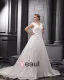 Chiffon Satin Ruffle V-Neck Court Plus Size Bridal Gown Wedding Dress