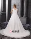 Chiffon Satin Ruffle V-Neck Court Plus Size Bridal Gown Wedding Dress