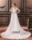 Charmeuse Beading Ruffle V Neck Chapel Plus Size Bridal Gown Wedding Dresses