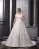 Satin V-Neck Empire Sweep Plus Size Wedding Dresses