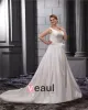 Satin V-Neck Empire Sweep Plus Size Wedding Dresses