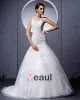 Yarn Satin Lace Applique Cathedral Train Mermaid Wedding Dress
