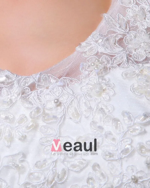 Yarn Satin Lace Applique Cathedral Train Mermaid Wedding Dress