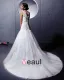 Yarn Satin Lace Applique Cathedral Train Mermaid Wedding Dress