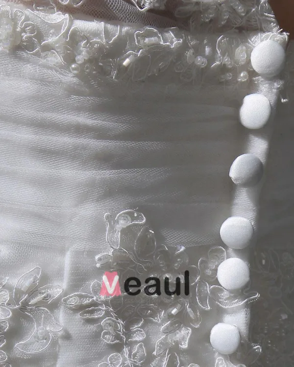 Yarn Satin Lace Applique Cathedral Train Mermaid Wedding Dress