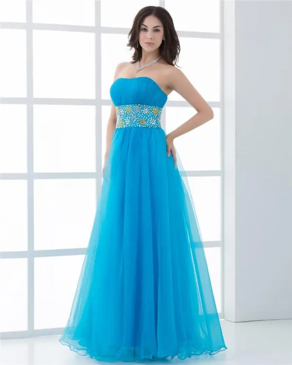 Ball Gown Organza Strapless Neckline Ruffle Manual Flower Pattern Floor Length Quinceanera Prom Dresses