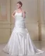 Satin A Volants Cherie Train Cathedrale Demi Plus La Taille Des Robes De Mariée De Mariage De Robe