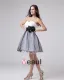 Ermelos Satin Tyll Blomster Ruffles Kjaereste Korte Cocktail Kjoler Festkjoler